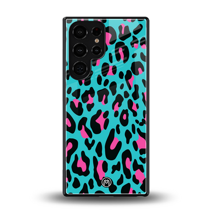 blue leopard fur back phone cover | glass case for samsung galaxy s25 ultra