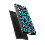 blue leopard fur back phone cover | glass case for samsung galaxy s25 ultra