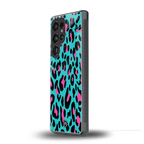 blue leopard fur back phone cover | glass case for samsung galaxy s25 ultra