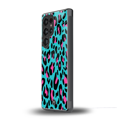 blue leopard fur back phone cover | glass case for samsung galaxy s25 ultra