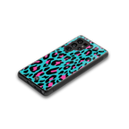 blue leopard fur back phone cover | glass case for samsung galaxy s25 ultra