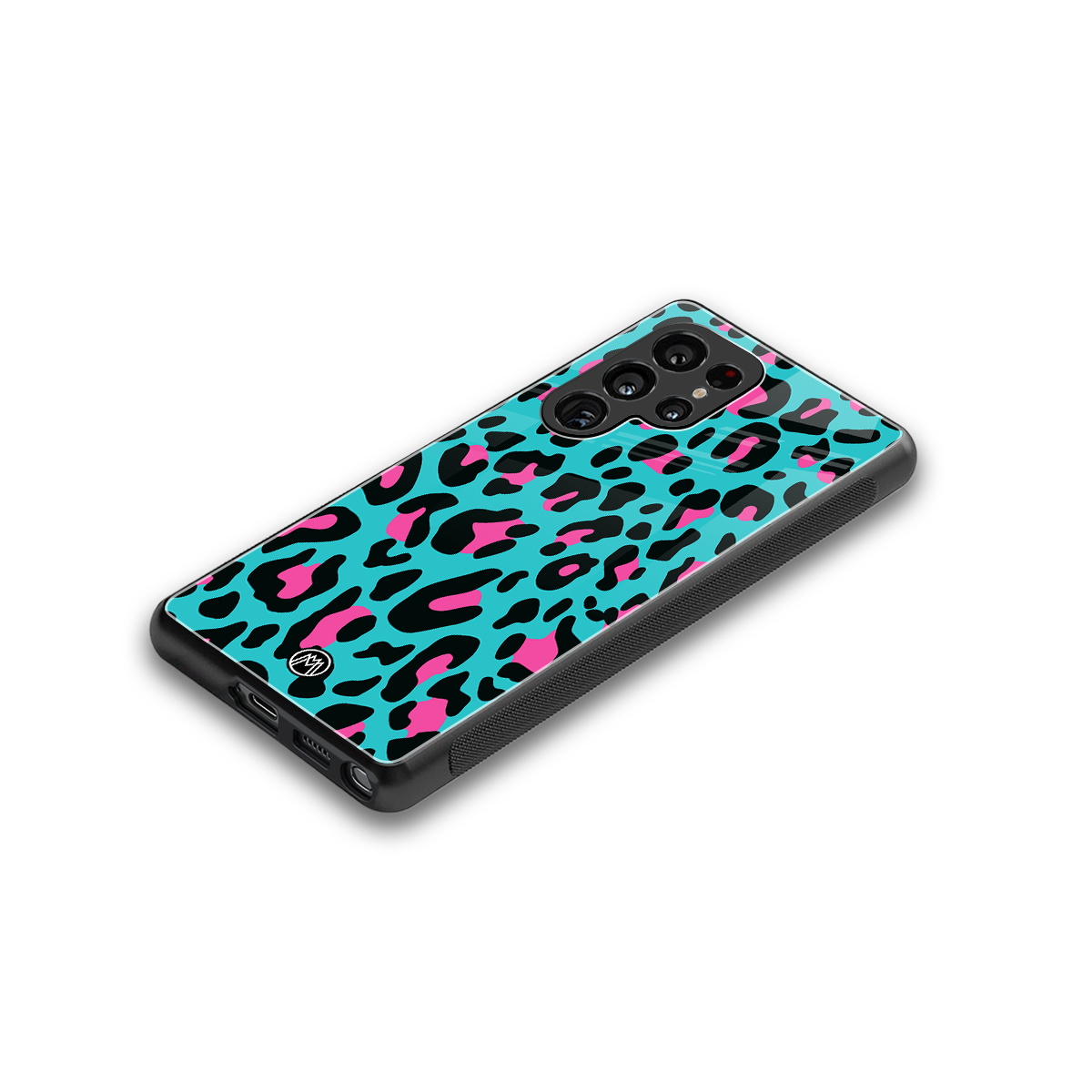 blue leopard fur back phone cover | glass case for samsung galaxy s25 ultra