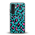 blue leopard fur back phone cover | glass case for samsung galaxy s25 plus