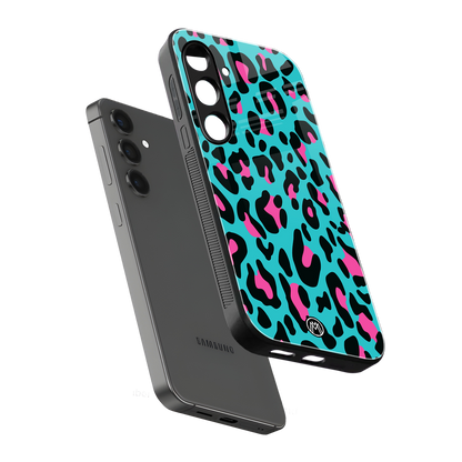 blue leopard fur back phone cover | glass case for samsung galaxy s23 plus
