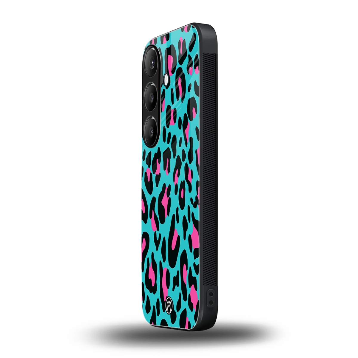 blue leopard fur back phone cover | glass case for samsung galaxy s24 plus