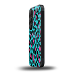 blue leopard fur back phone cover | glass case for samsung galaxy s25 plus
