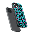 blue leopard fur back phone cover | glass case for iphone 15