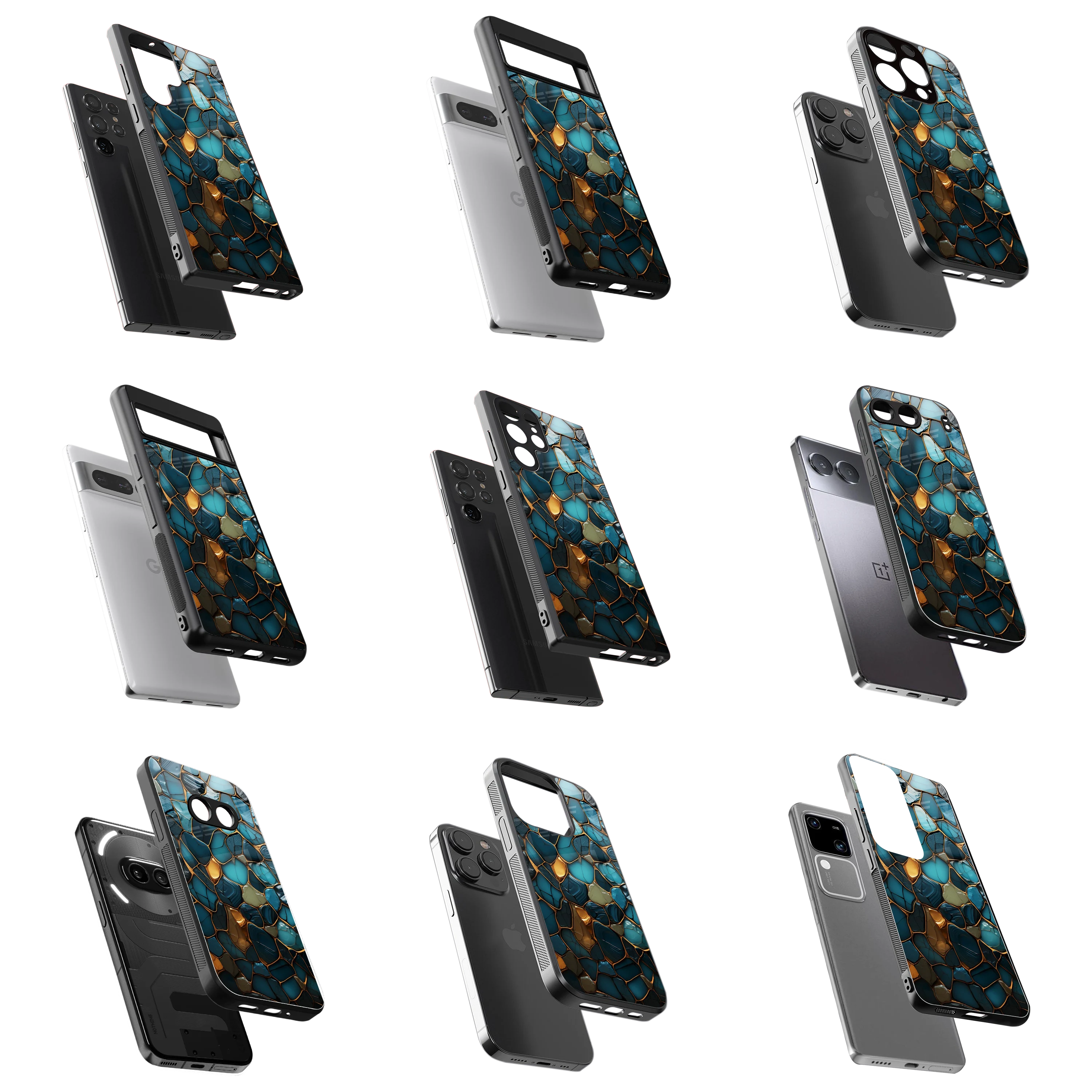 Durable Glass Back Mobile Case for iPhone, Samsung, OnePlus, Google Pixel, Redmi, Vivo, Oppo