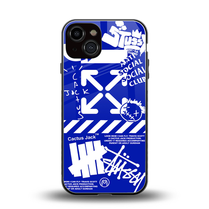 blue travis scott x anti social social club back phone cover | glass case for iphone 13