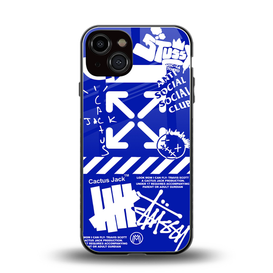 blue travis scott x anti social social club back phone cover | glass case for iphone 13