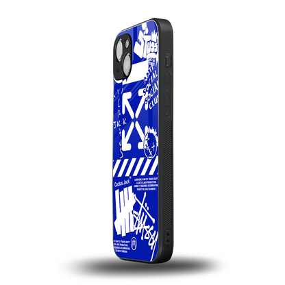 blue travis scott x anti social social club back phone cover | glass case for iphone 15 plus
