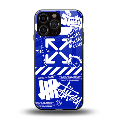 blue travis scott x anti social social club back phone cover | glass case for iphone 14 pro max