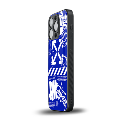 blue travis scott x anti social social club back phone cover | glass case for iphone 15 pro