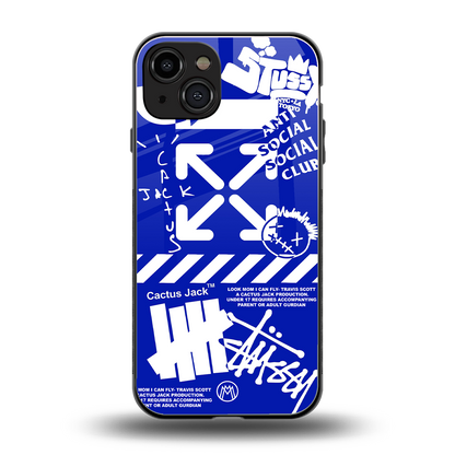 blue travis scott x anti social social club back phone cover | glass case for iphone 15