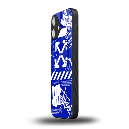 blue travis scott x anti social social club back phone cover | glass case for iphone 16 plus