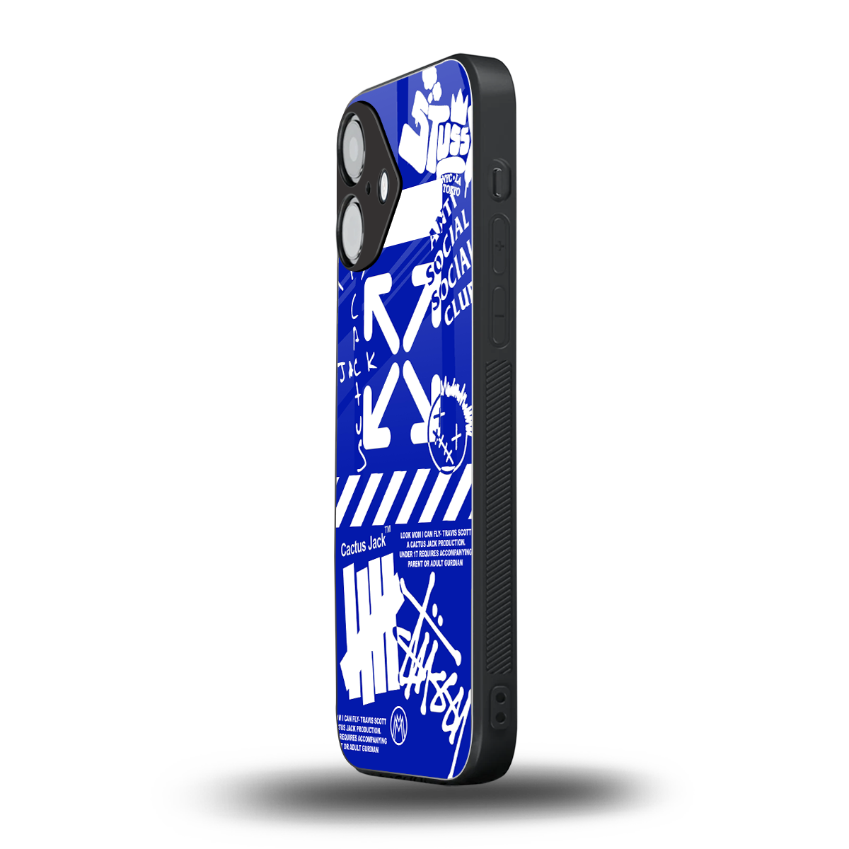 blue travis scott x anti social social club back phone cover | glass case for iphone 16