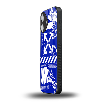 blue travis scott x anti social social club back phone cover | glass case for iphone 16