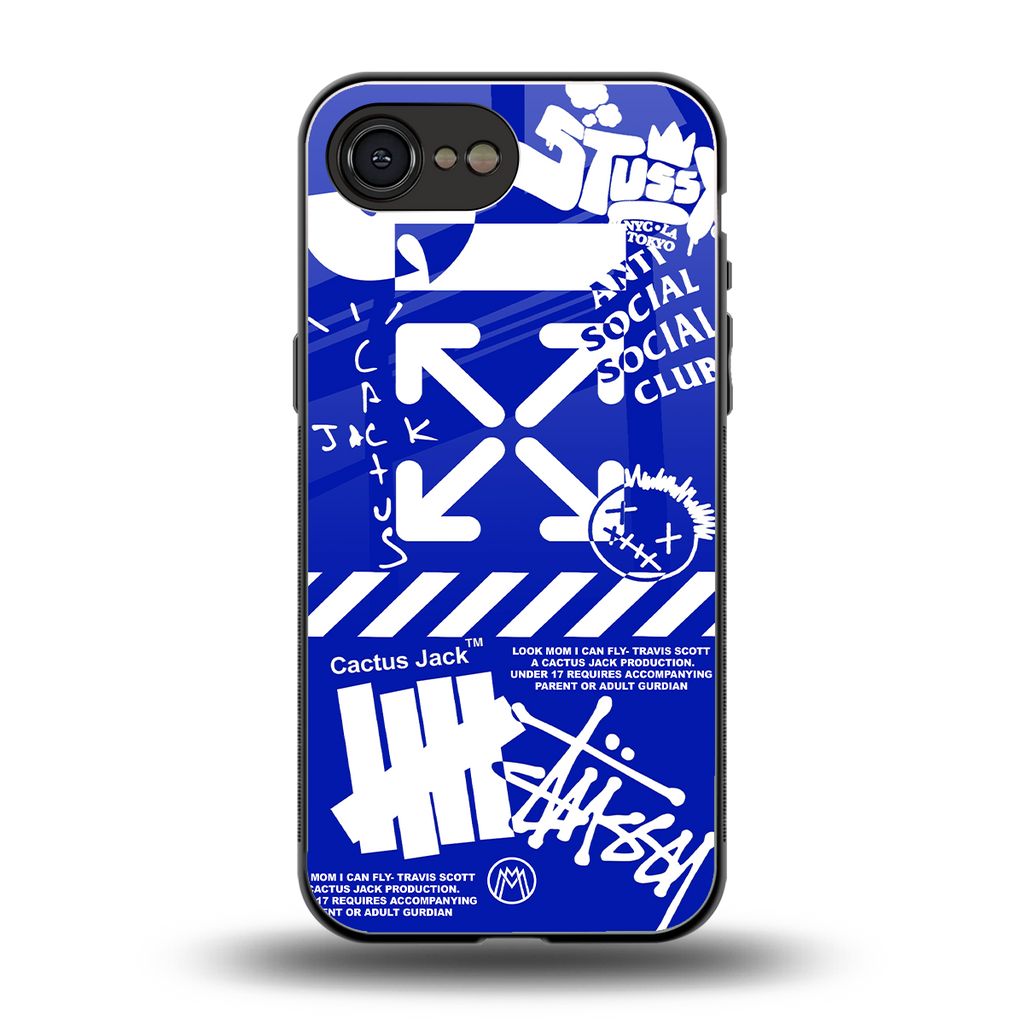blue travis scott x anti social social club back phone cover | glass case for iphone 16e