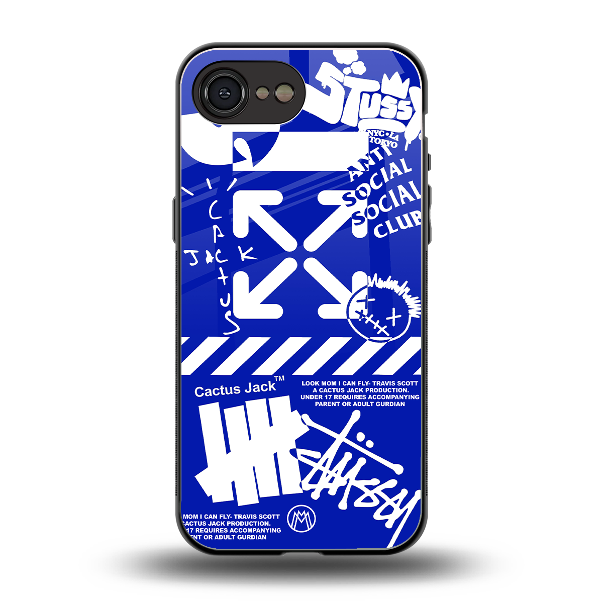 blue travis scott x anti social social club back phone cover | glass case for iphone 16e