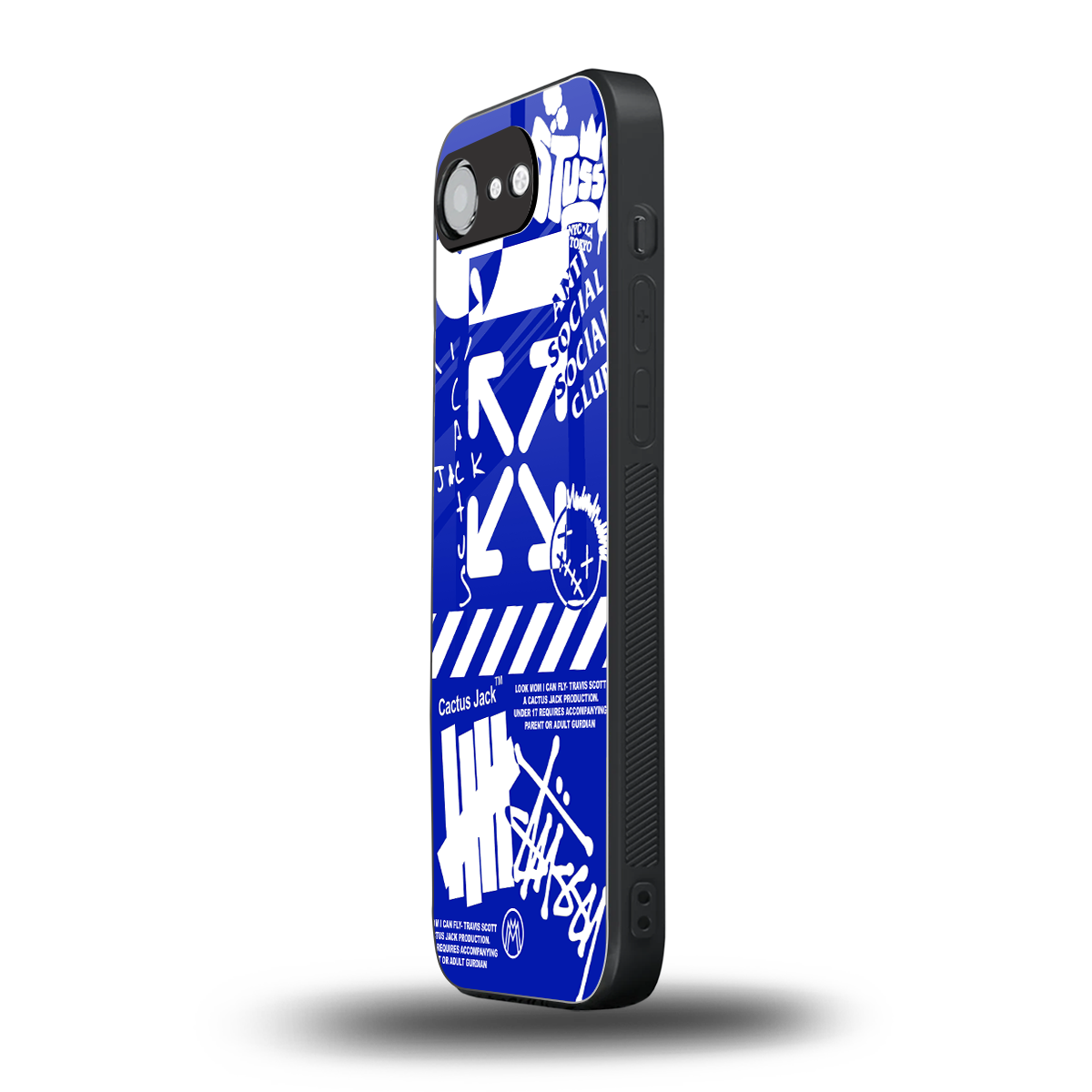 blue travis scott x anti social social club back phone cover | glass case for iphone 16e