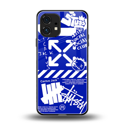 blue travis scott x anti social social club back phone cover | glass case for nothing phone 1