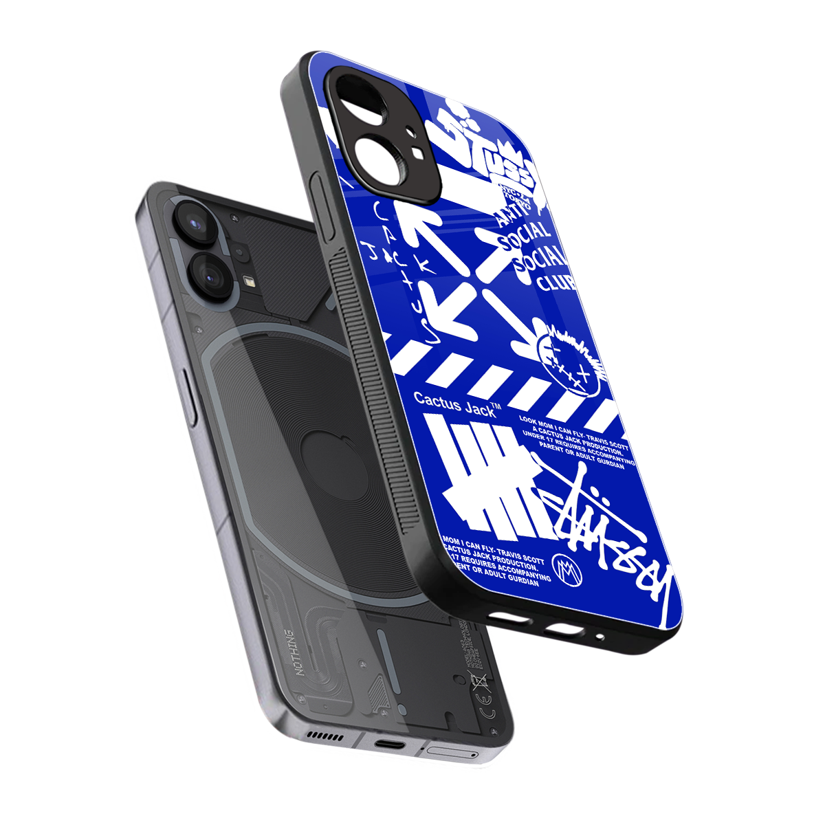 blue travis scott x anti social social club back phone cover | glass case for nothing phone 1