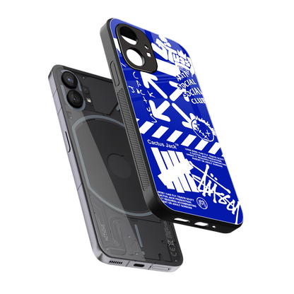 blue travis scott x anti social social club back phone cover | glass case for nothing phone 1