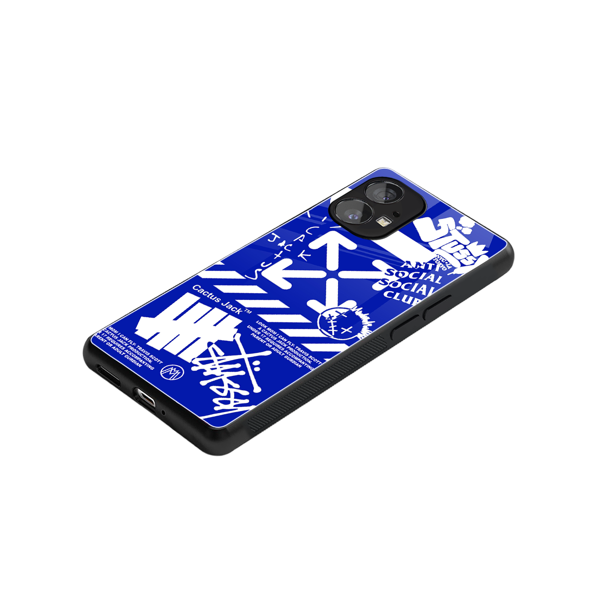 blue travis scott x anti social social club back phone cover | glass case for nothing phone 1