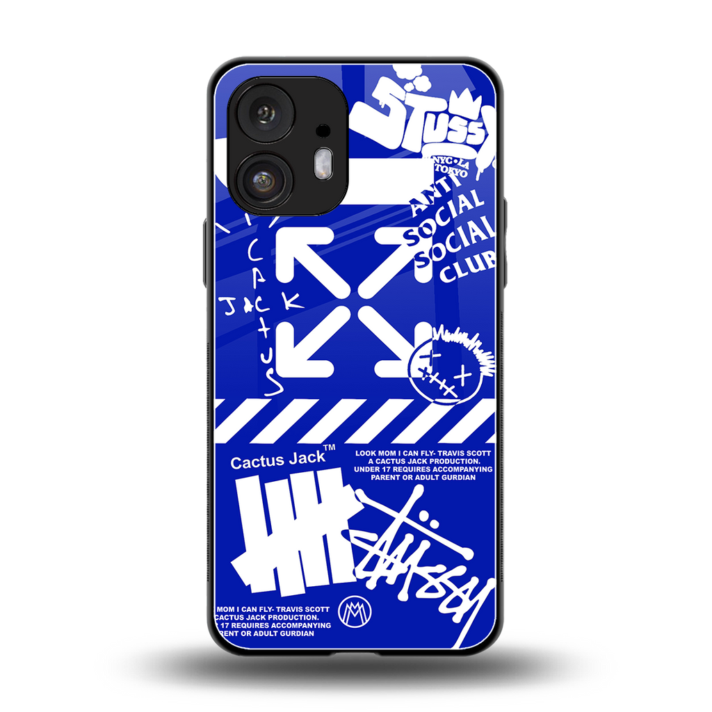 blue travis scott x anti social social club back phone cover | glass case for nothing phone 2