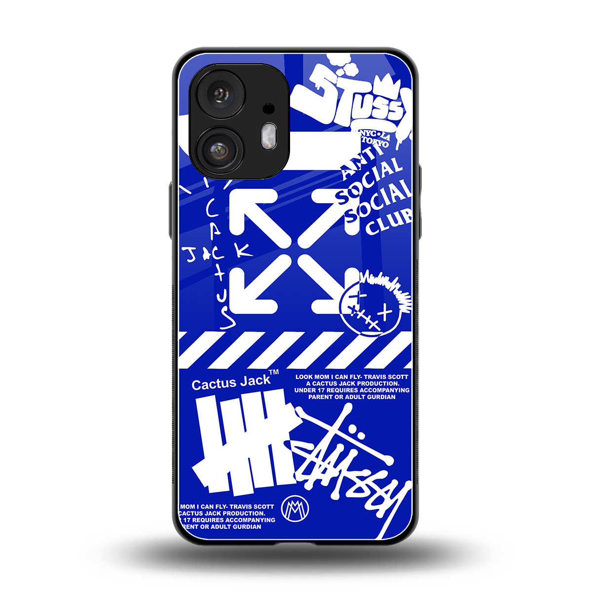 blue travis scott x anti social social club back phone cover | glass case for nothing phone 2