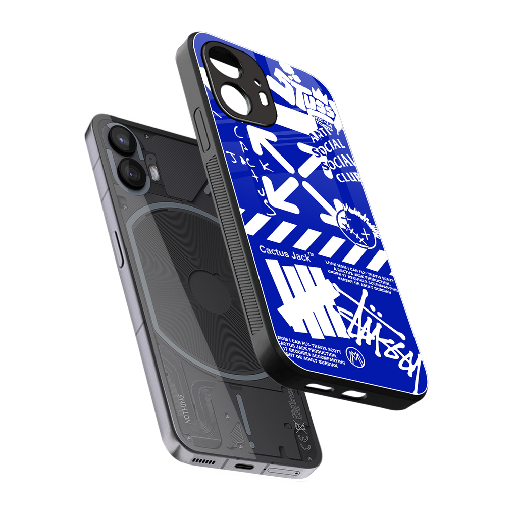 blue travis scott x anti social social club back phone cover | glass case for nothing phone 2