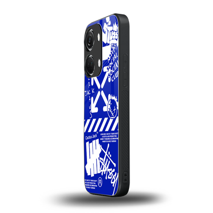 blue travis scott x anti social social club back phone cover | glass case for oneplus nord 3