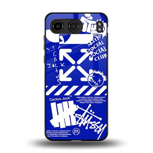blue travis scott x anti social social club back phone cover | glass case for oneplus nord 4