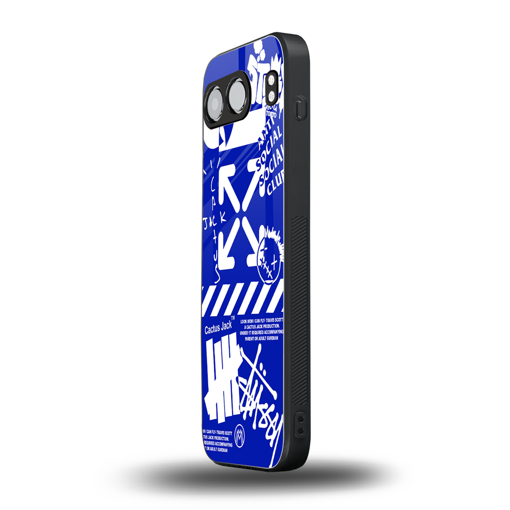blue travis scott x anti social social club back phone cover | glass case for oneplus nord 4