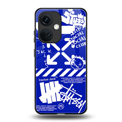 blue travis scott x anti social social club back phone cover | glass case for oneplus nord ce 3