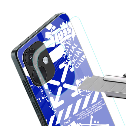 blue travis scott x anti social social club back phone cover | glass case for oneplus nord ce 3