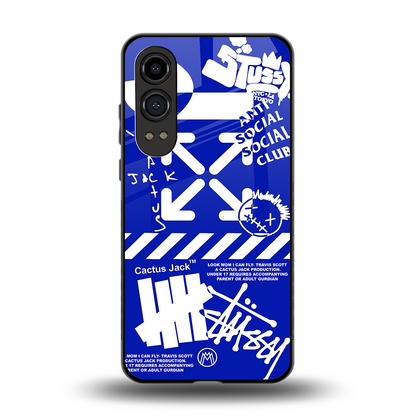 blue travis scott x anti social social club back phone cover | glass case for oneplus nord ce 4 lite