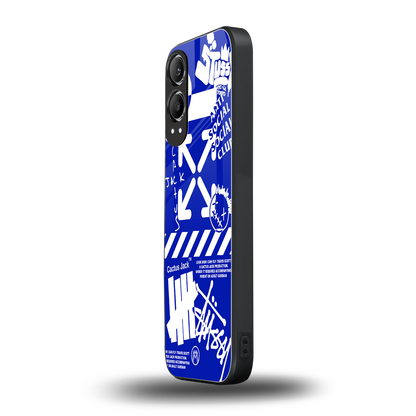 blue travis scott x anti social social club back phone cover | glass case for oneplus nord ce 4 lite
