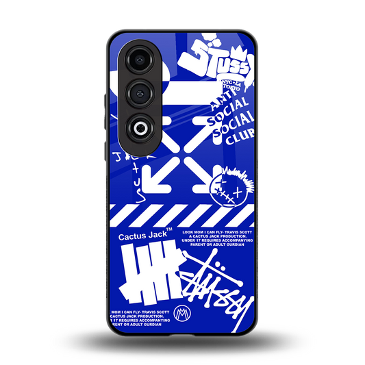 blue travis scott x anti social social club back phone cover | glass case for oneplus nord ce 4