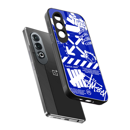 blue travis scott x anti social social club back phone cover | glass case for oneplus nord ce 4