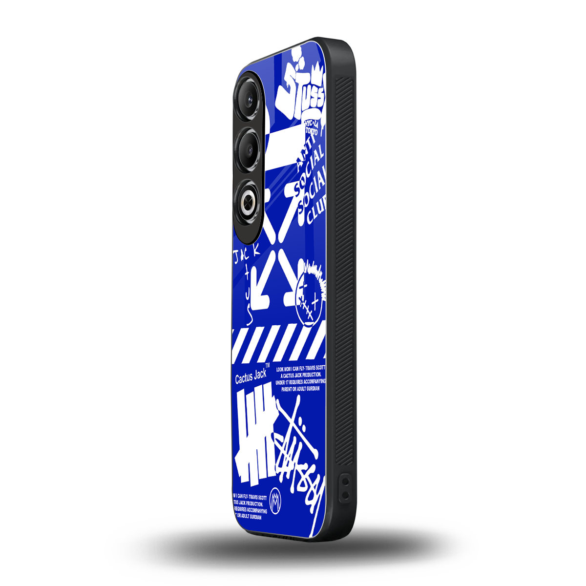 blue travis scott x anti social social club back phone cover | glass case for oneplus nord ce 4