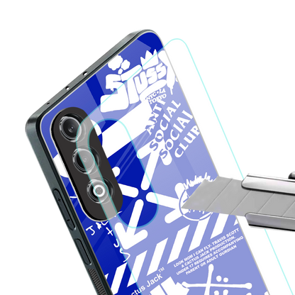 blue travis scott x anti social social club back phone cover | glass case for oneplus nord ce 4