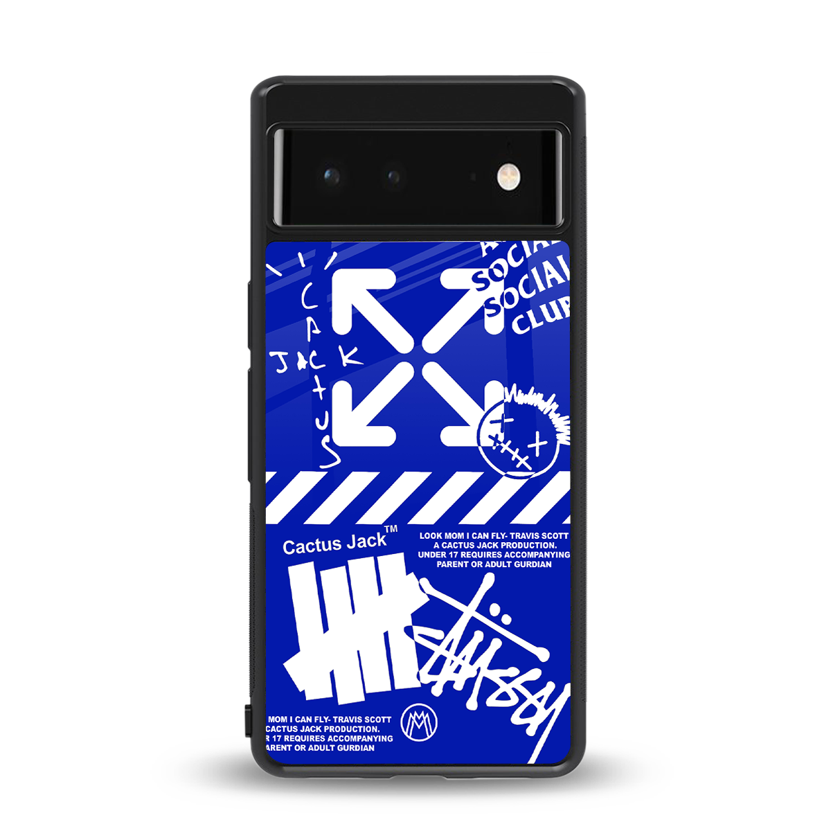blue travis scott x anti social social club back phone cover | glass case for Google Pixel 6A
