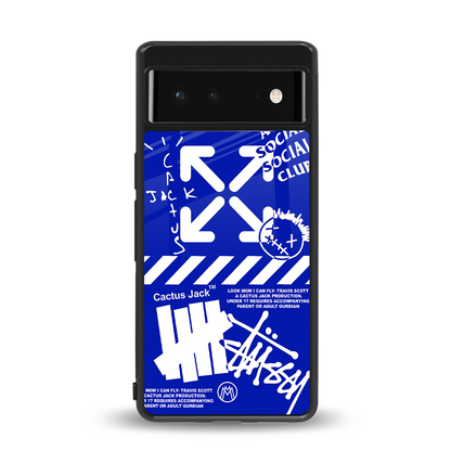 blue travis scott x anti social social club back phone cover | glass case for Google Pixel 6A