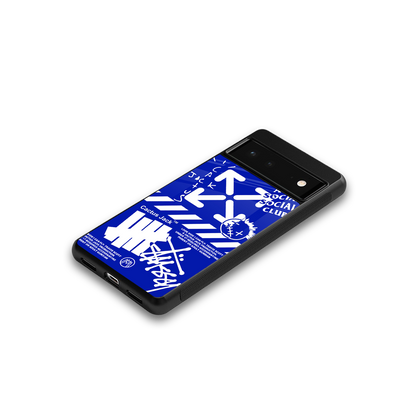 blue travis scott x anti social social club back phone cover | glass case for Google Pixel 6A