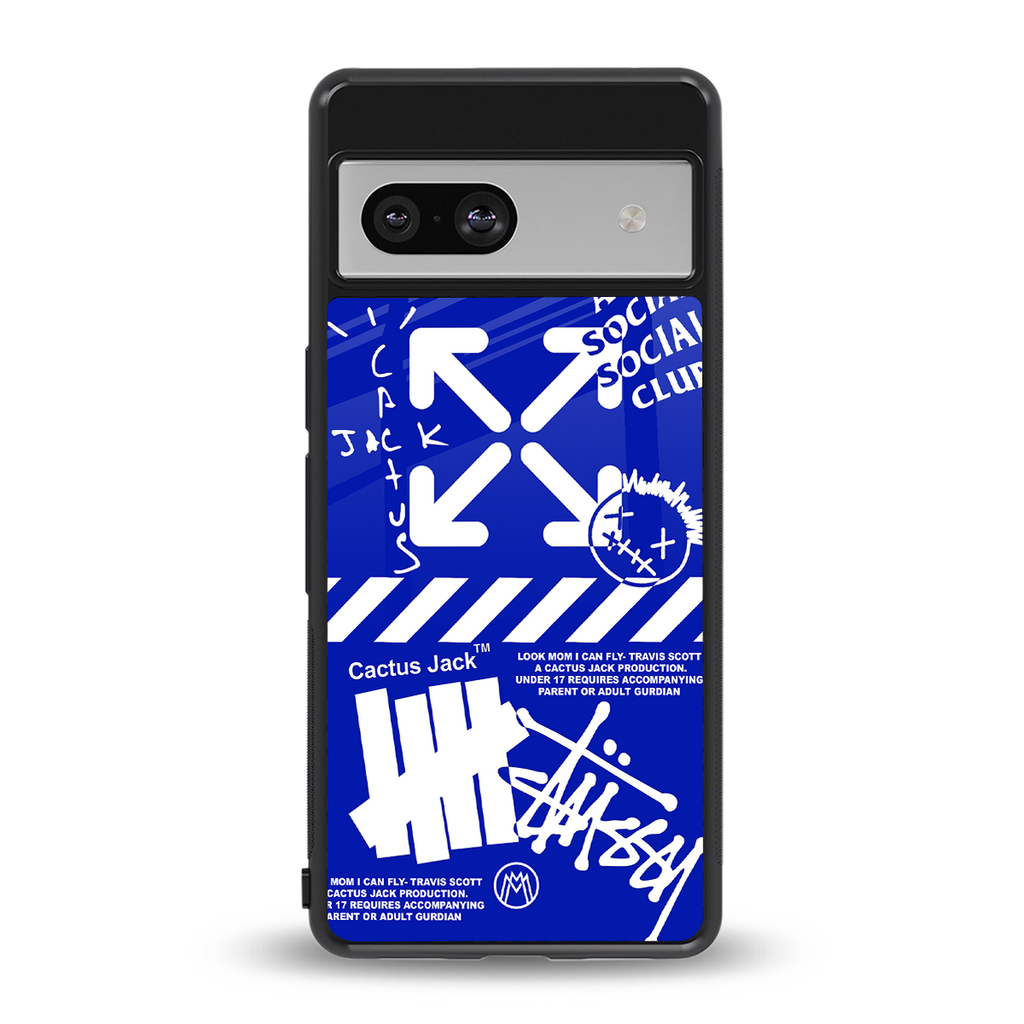 blue travis scott x anti social social club back phone cover | glass case for Google Pixel 7A