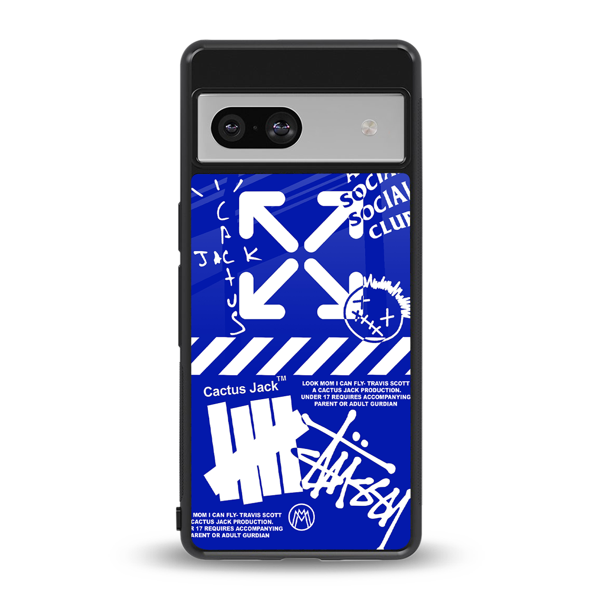 blue travis scott x anti social social club back phone cover | glass case for Google Pixel 7A