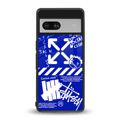 blue travis scott x anti social social club back phone cover | glass case for Google Pixel 7A