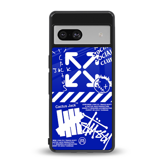 blue travis scott x anti social social club back phone cover | glass case for Google Pixel 7A