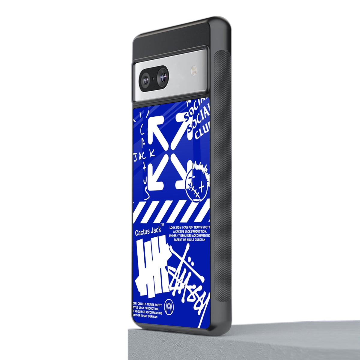 blue travis scott x anti social social club back phone cover | glass case for Google Pixel 7A
